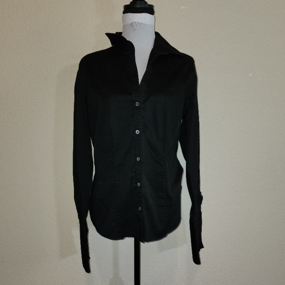 Black Button Down cuffed sleeves shirt